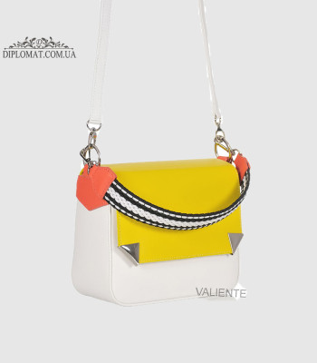 Сумка Женская VALIENTE 1127 Кросс боди Кожаная Ремень через плечо PRADA Yellow