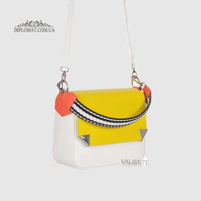 Сумка Женская VALIENTE 1127 Кросс боди Кожаная Ремень через плечо  PRADA Yellow Желтый