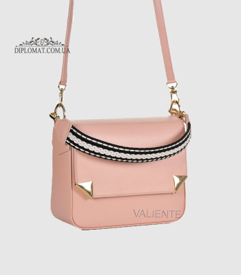 Сумка Женская VALIENTE 1127 Кросс боди Кожаная Ремень через плечо PRADA NUDE