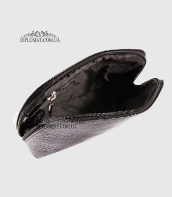 Косметичка женская CANPELLINI 436 Кожаная На одно отделение2 BLACK CROCO Черный