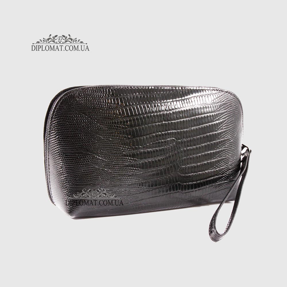 Косметичка женская CANPELLINI 436 Кожаная На одно отделение 8 BLACK REPTILE Черный  Черный