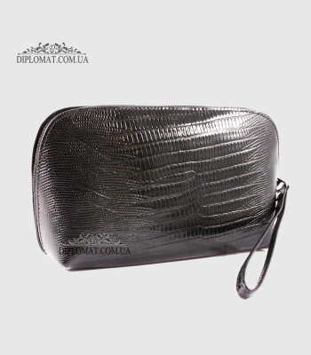 Косметичка женская CANPELLINI 436 Кожаная На одно отделение8 BLACK REPTILE Черный