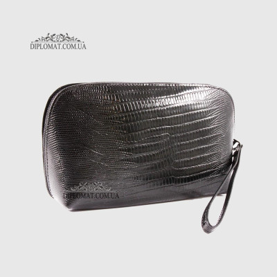Косметичка женская CANPELLINI 436 Кожаная На одно отделение 8 BLACK REPTILE Черный  Черный