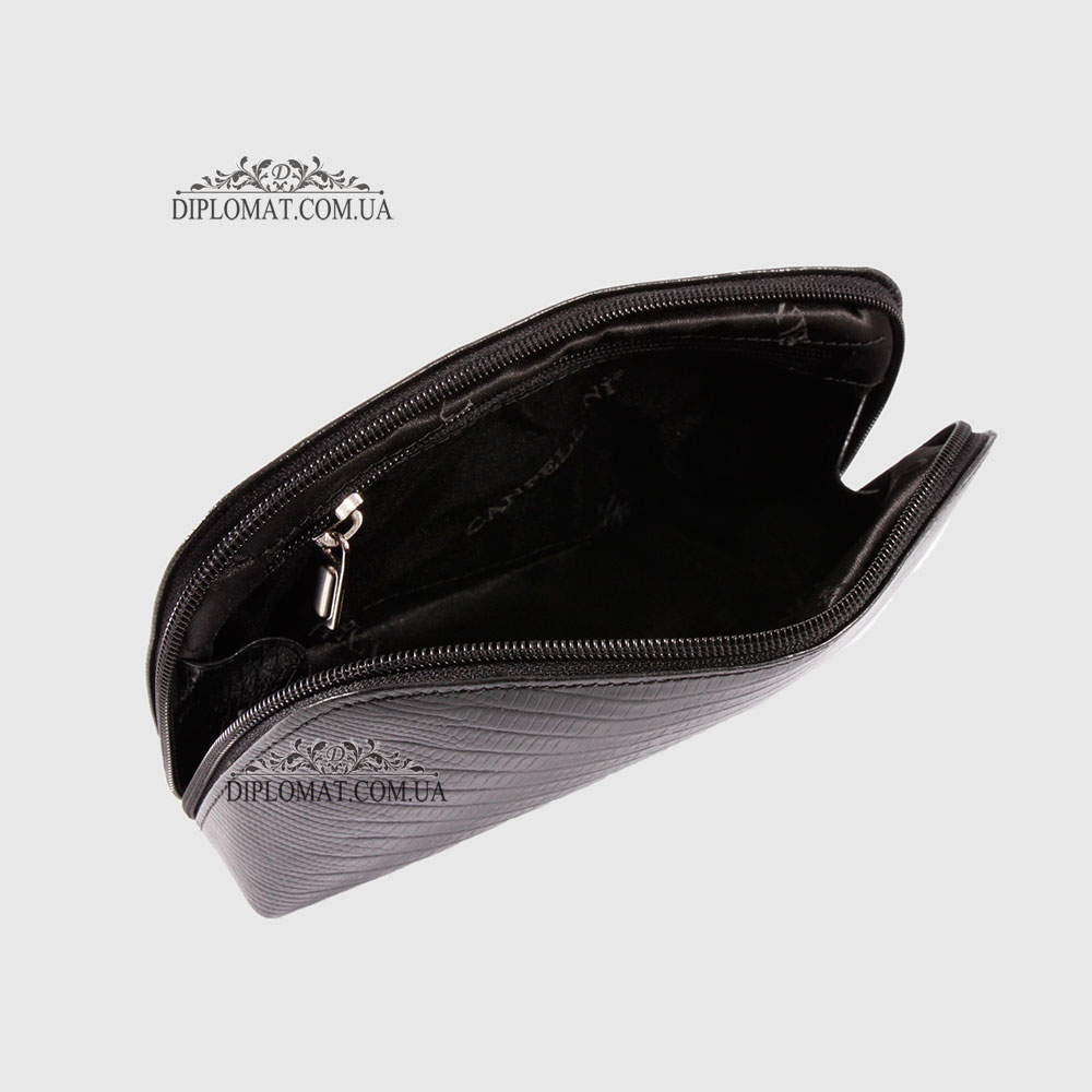 Косметичка женская CANPELLINI 436 Кожаная На одно отделение 8 BLACK REPTILE Черный  Черный