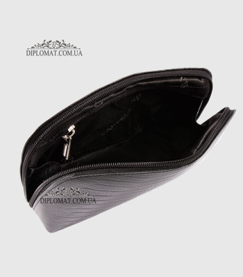 Косметичка женская CANPELLINI 436 Кожаная На одно отделение8 BLACK REPTILE Черный