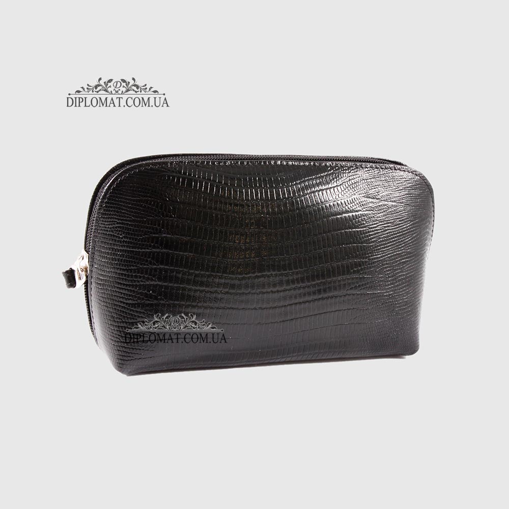 Косметичка женская CANPELLINI 436 Кожаная На одно отделение 8 BLACK REPTILE Черный  Черный