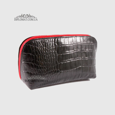 Косметичка женская CANPELLINI 436 Кожаная На одно отделение P2 BLACK CROCO Черный  Черный