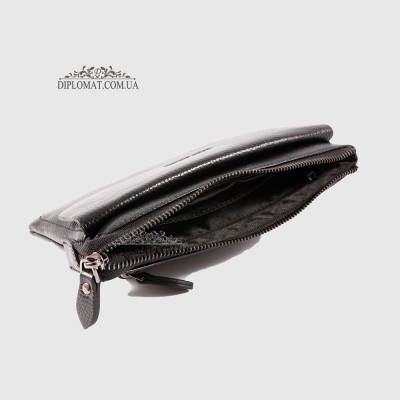 Клатч мужской CANPELLINI 1015 Кожаный С внешним отделением для телефона на магните 7 BLACK FLOATER Черный  Черный