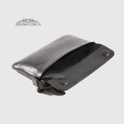 Клатч мужской CANPELLINI 1015 Кожаный С внешним отделением для телефона на магните 7 BLACK FLOATER Черный  Черный