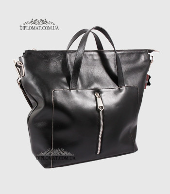 Сумка Женская Кожаная VALIENTE 934 c двумя ручками и ремнем на плечо BLACK floater