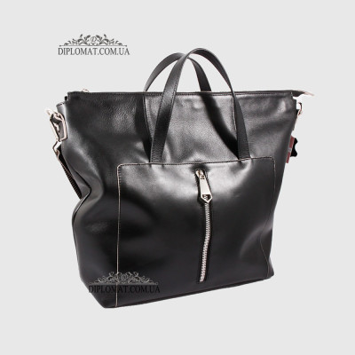 Сумка Женская Кожаная VALIENTE 934 c двумя ручками и ремнем на плечо  BLACK floater Черный