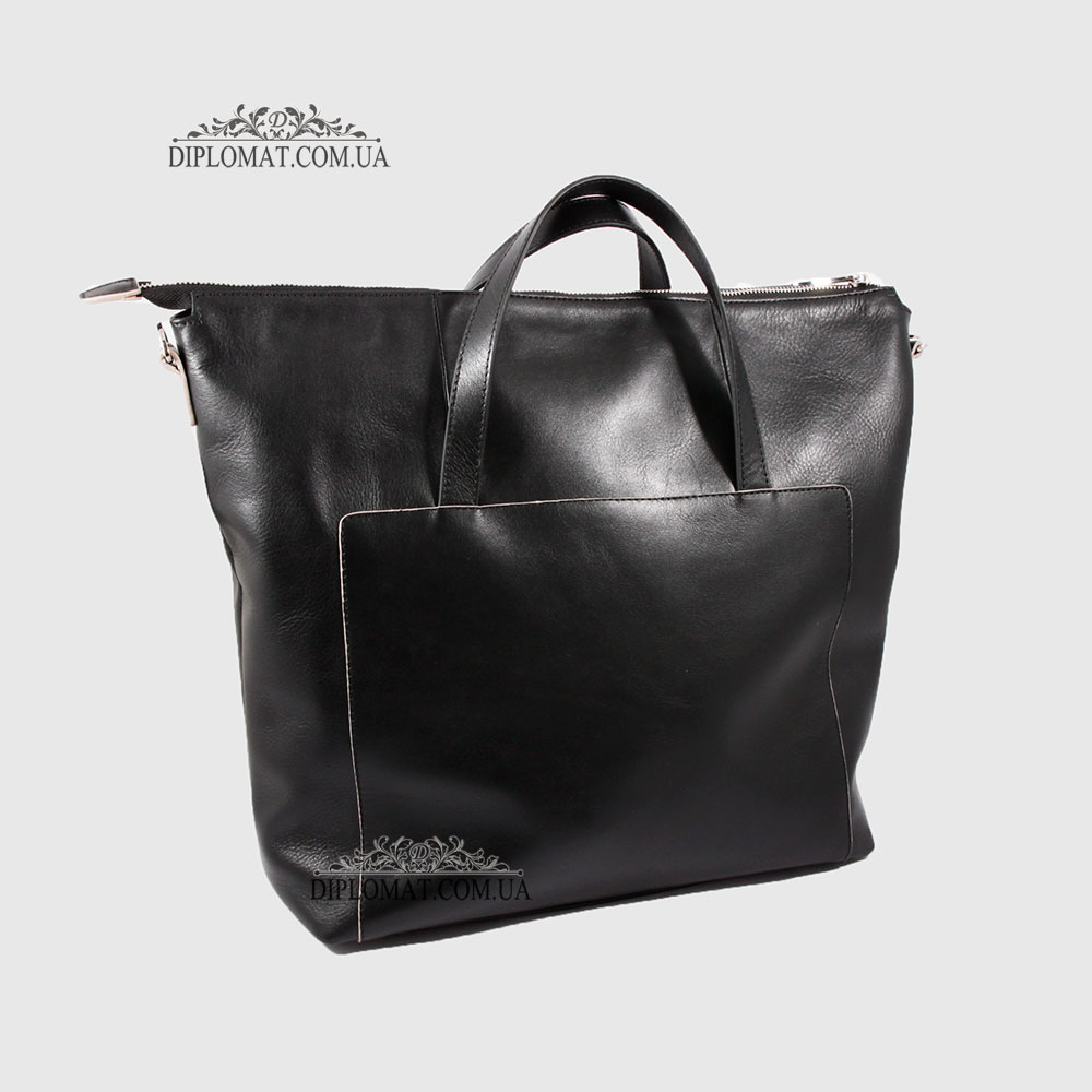 Сумка Женская Кожаная VALIENTE 934 c двумя ручками и ремнем на плечо  BLACK floater Черный