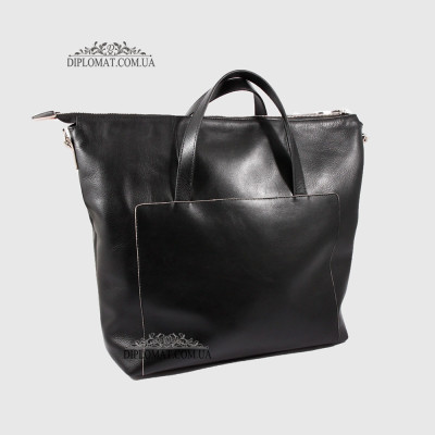 Сумка Женская Кожаная VALIENTE 934 c двумя ручками и ремнем на плечо  BLACK floater Черный