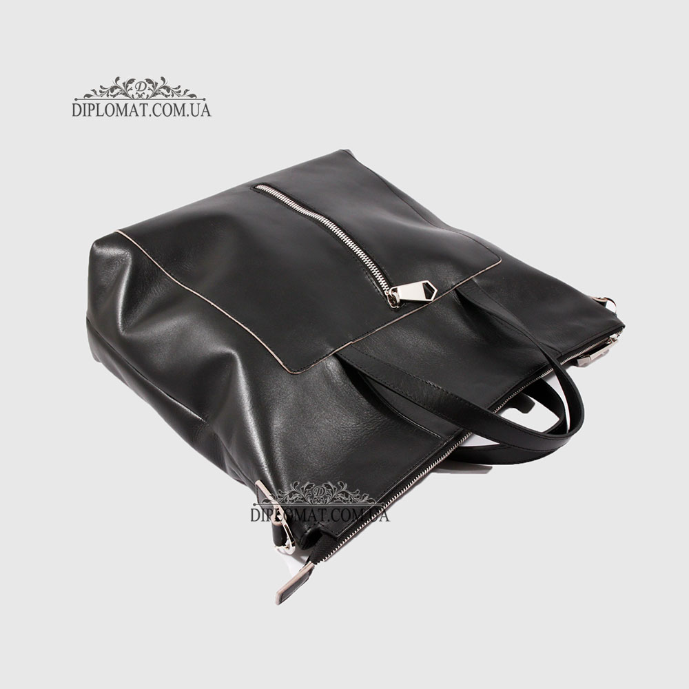 Сумка Женская Кожаная VALIENTE 934 c двумя ручками и ремнем на плечо  BLACK floater Черный