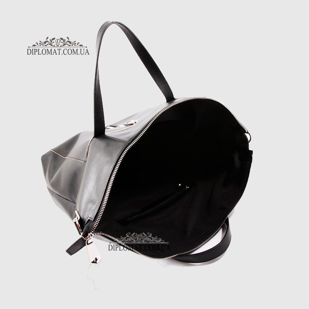 Сумка Женская Кожаная VALIENTE 934 c двумя ручками и ремнем на плечо  BLACK floater Черный