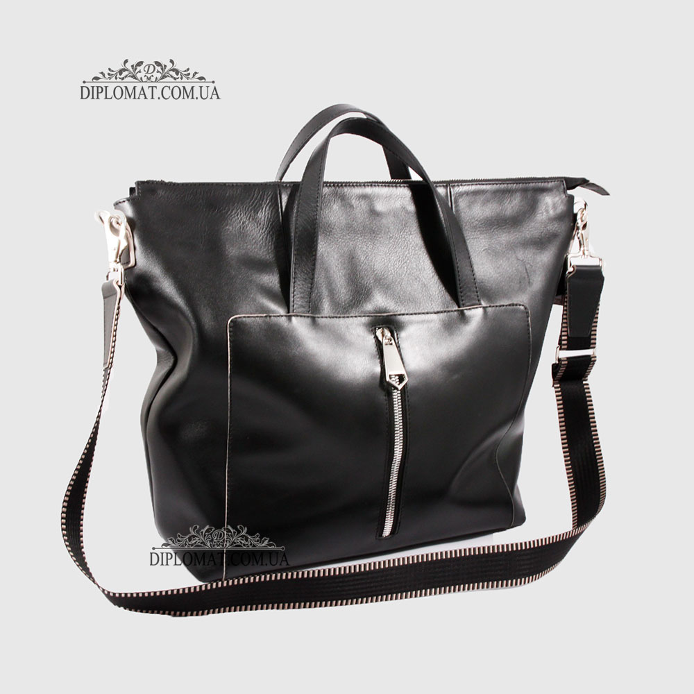Сумка Женская Кожаная VALIENTE 934 c двумя ручками и ремнем на плечо  BLACK floater Черный