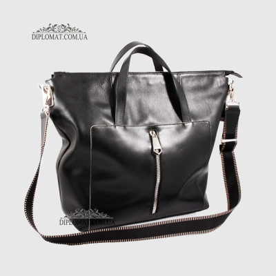 Сумка Женская Кожаная VALIENTE 934 c двумя ручками и ремнем на плечо  BLACK floater Черный