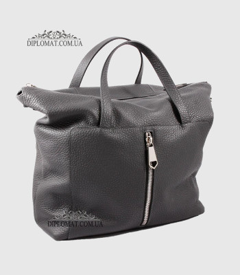 Сумка Женская Кожаная VALIENTE 934 c двумя ручками и ремнем на плечо GREY floater