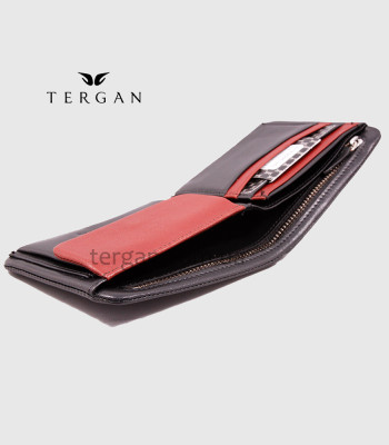 Мужской кошелек TERGAN 1361 из мягкой кожи с монетницей и отделением на молнии SIYAH NAPPA / 22TABA NAPPA