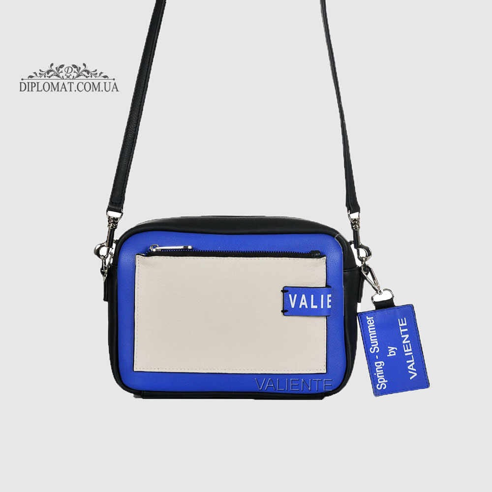 Сумка Женская VALIENTE 1139 Кожаная Кросс боди Кожаный ремень На плечо PRADA Black Черный
