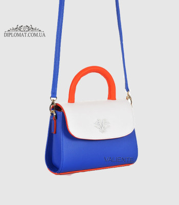 Сумка Женская VALIENTE 1140 Кожаная Кросс боди Кожаная Ручка и  ремень На плечоPRADA Indigo PRADA White