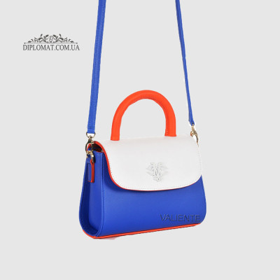 Сумка Женская VALIENTE 1140 Кожаная Кросс боди Кожаная Ручка и  ремень На плечо PRADA Indigo PRADA White Синий