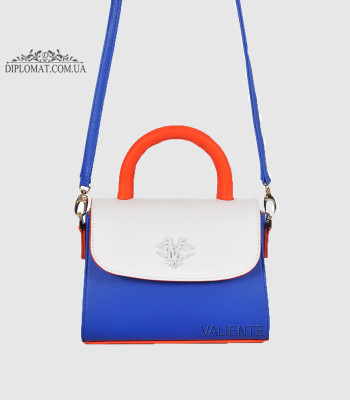 Сумка Женская VALIENTE 1140 Кожаная Кросс боди Кожаная Ручка и  ремень На плечоPRADA Indigo PRADA White