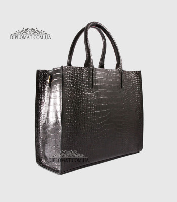 Сумка Женская BELLINI модель MONTECRISTO TOTE Элегантная и Роскошная из натур.  кожи класса Premium BLACK croco