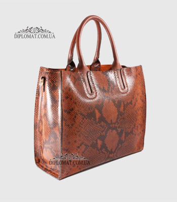 Сумка Женская BELLINI модель MONTECRISTO TOTE Элегантная и Роскошная из натур.  кожи класса Premium BROWN phyton