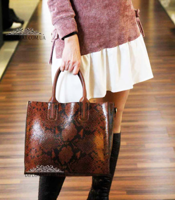 Сумка Женская BELLINI модель MONTECRISTO TOTE Элегантная и Роскошная из натур.  кожи класса Premium BROWN phyton