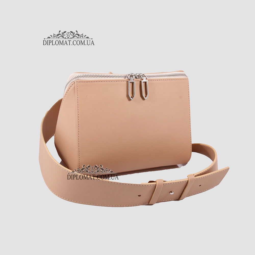 Сумка Женская VALIENTE 1025 Кожаная Маленькая Кросс боди Ремень кожаный SAUVAGE Caramel Бежевый