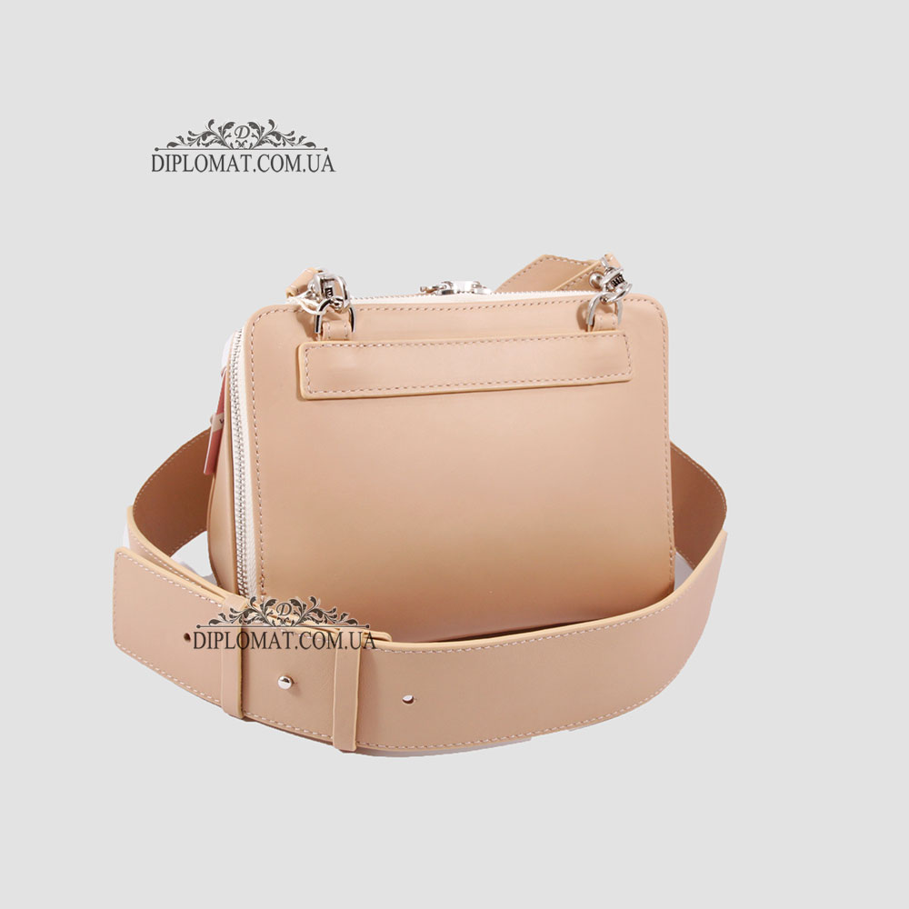 Сумка Женская VALIENTE 1025 Кожаная Маленькая Кросс боди Ремень кожаный SAUVAGE Caramel Бежевый
