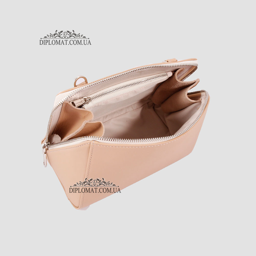 Сумка Женская VALIENTE 1025 Кожаная Маленькая Кросс боди Ремень кожаный SAUVAGE Caramel Бежевый