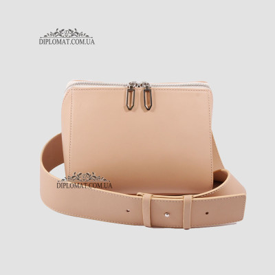 Сумка Женская VALIENTE 1025 Кожаная Маленькая Кросс боди Ремень кожаный SAUVAGE Caramel Бежевый