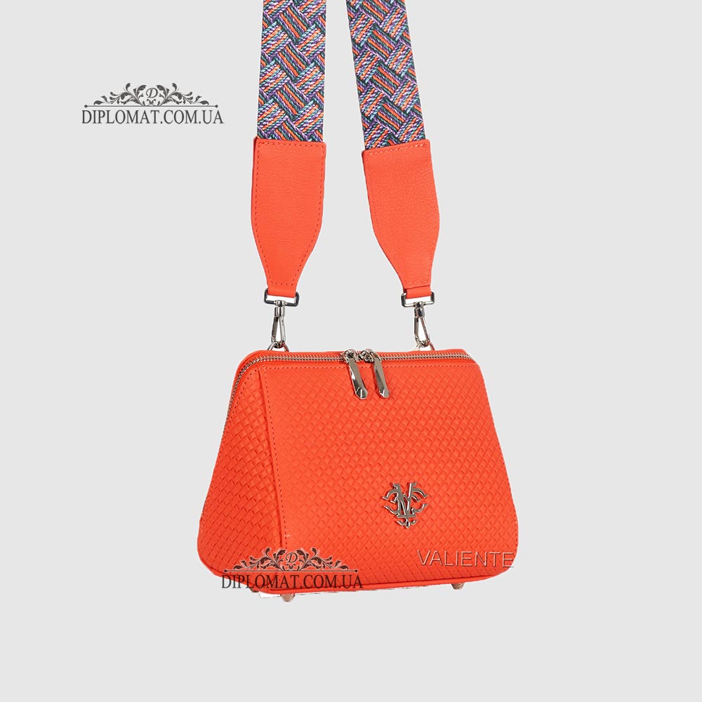 Сумка Женская VALIENTE 1025 Кожаная Маленькая Кросс боди Ремень кожаный PRADA RED Красный