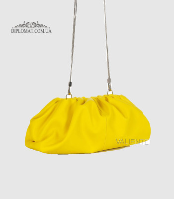 Сумка Женская VALIENTE 1104 Кожаная Средняя На цепочкеPRADA Yellow