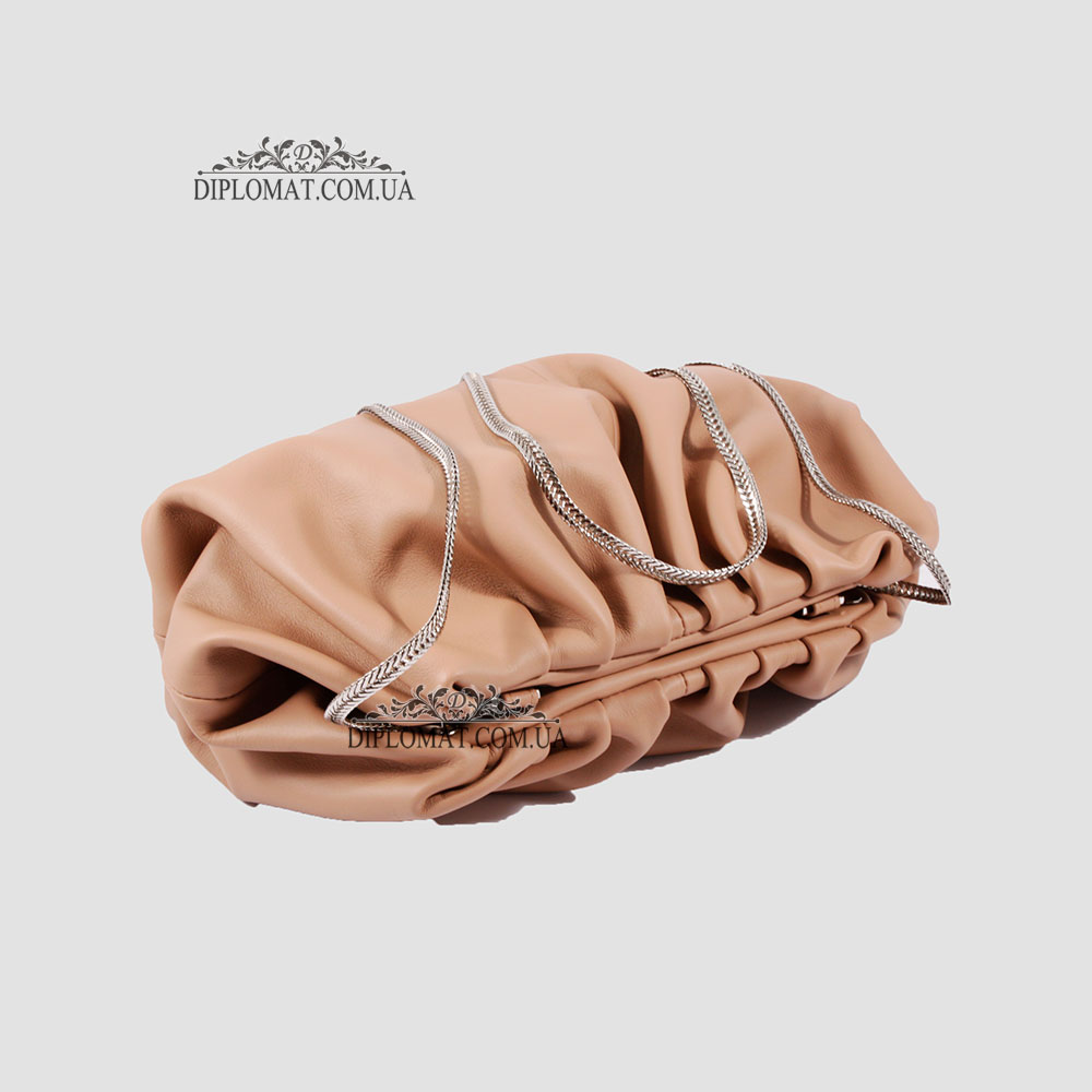 Сумка Женская VALIENTE 1104 Кожаная Средняя На цепочке SAUVAGE D. Caramel Бежевый