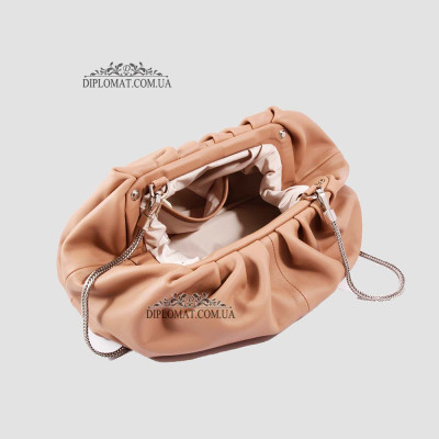 Сумка Женская VALIENTE 1104 Кожаная Средняя На цепочке SAUVAGE D. Caramel Бежевый