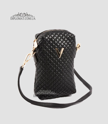 Сумка Женская VALIENTE 1125 Кожаная Маленькая Ремень через плечоSHANTAL Black Sauvage Black