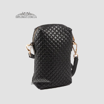 Сумка Женская VALIENTE 1125 Кожаная Маленькая Ремень через плечо SHANTAL Black Sauvage Black Черный