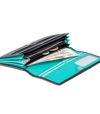 Кошелек женский кожаный VISCONTI CD21 Topaz c RFID Black Aqua