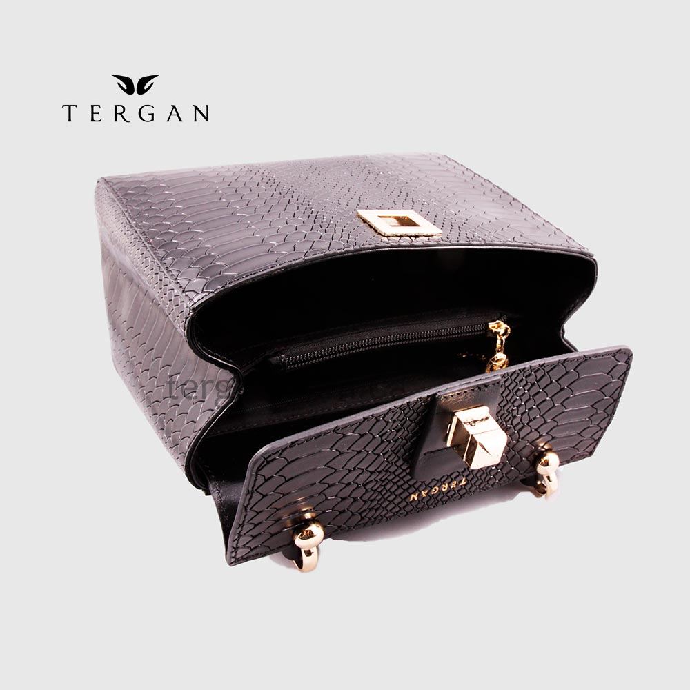 Сумка Женская Кожаная TERGAN 79481  SIYAH PITON / SIYAH ANALIN Черный