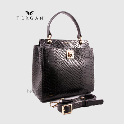 Сумка Женская Кожаная TERGAN 79481  SIYAH PITON / SIYAH ANALIN Черный