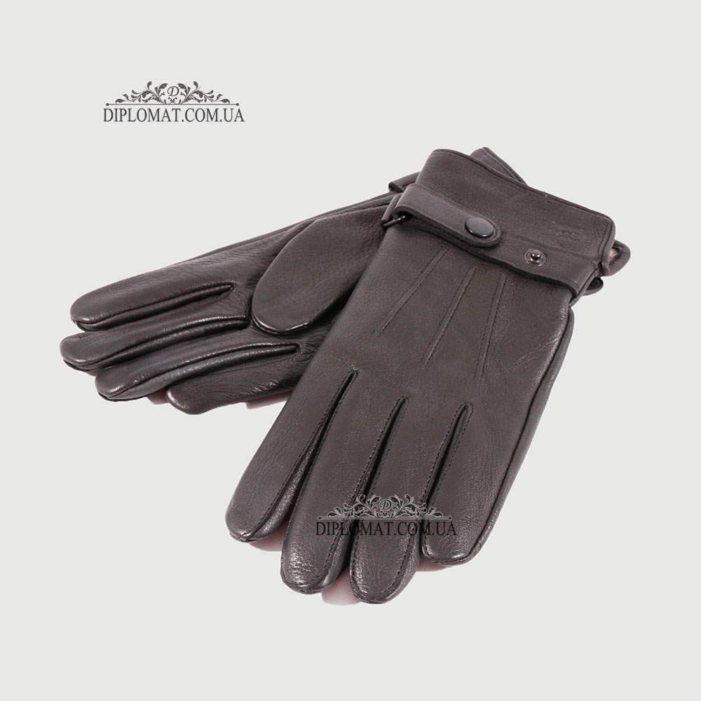 Перчатки мужские Кожаные Олень Подкладка Шерсть HARMON 620 Черный DEER BLACK  8,5 Черный