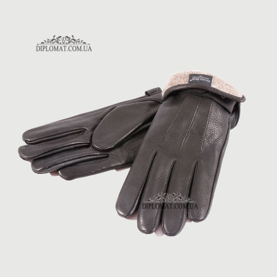 Перчатки мужские Кожаные Олень Подкладка Шерсть HARMON 620 Черный DEER BLACK  8,5 Черный