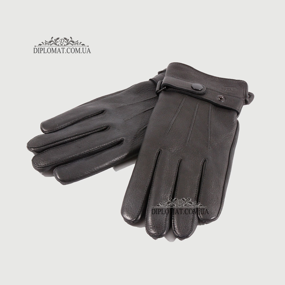 Перчатки мужские Кожаные Олень Подкладка Шерсть HARMON 620 Черный DEER BLACK  8,5 Черный