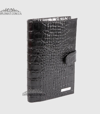 Портмоне вертикальное кожаное с отделением для ПАСПОРТА и ПРАВ KARYA 0498 53 Black Croco