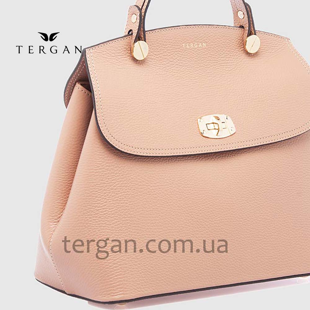Сумка женская кожаная TERGAN 79121 Стильная Средняя с ремнем через плечо NUDE FLOATER Пудра