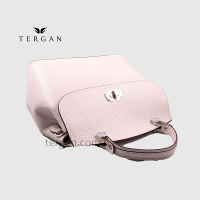 Сумка женская кожаная TERGAN 79121 Стильная Средняя с ремнем через плечо BEJ FLOATER Белый