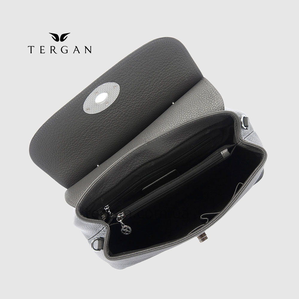Сумка женская кожаная TERGAN 79121 Стильная Средняя с ремнем через плечо GRI FLOATER Чр
